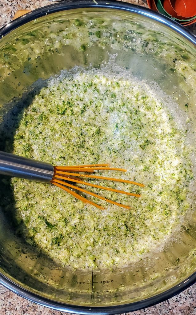 Wet ingredients, including broccoli.

