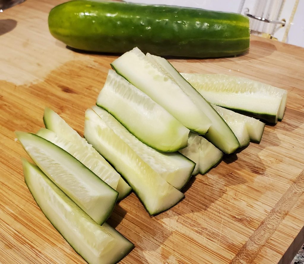 Sliced cucumber spears
